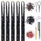 Hair Tinsel Kit with Tools Black Tinsel Hair Extensions Fairy Hair Tinsel Heat Resistant, Sparkling Shinny Glitter Hair Extensions Tinsel Hair Accessories for Women Girls Kids (Black)