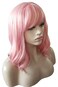 AneShe 14 Inches Women Girls Short Pink Wavy Wig Curly Synthetic Hair Wig With Air Bangs (Pink)