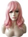 AneShe 14 Inches Women Girls Short Pink Wavy Wig Curly Synthetic Hair Wig With Air Bangs (Pink)