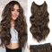 Halo Hair Extensions 20 Inch Invisible Wire Hair Extensions Adjustable Long Wavy Hair Extensions Synthetic Upgrade 4 Secure Clips in Hairpieces 20 Inch,Medium Brown