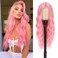 Cosplay Long Pink Wig 28 Inch Middle Part Synthetic Wig Realistic Gifts Party Wigs for Women Daily Use Colorful Wigs (Pink)