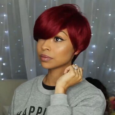 Short Pixie Cut Human Hair Wigs Brazilian Virgin Human Hair Wigs Pixie Cut wigs for Black Women Machine Made Human Hair Wigs (OT99J)