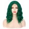 incohair Green Wigs for Women Short Wavy Lace Hairline Wig 14 Inch Middle Part Wigs Synthetic Heat Resistant Fiber Wigs for Daily Party Use Emerald Green Colorful Wigs (Green, 14")
