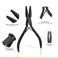 EHDIS Hair Extension Beading Tool Kit Stainless Steel Hair Extensions Micro link Bead Closer and Remover Pliers set, Beads Hair Pulling Hook &amp; Micro Ring Loop Tool Set (Black)