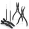 EHDIS Hair Extension Beading Tool Kit Stainless Steel Hair Extensions Micro link Bead Closer and Remover Pliers set, Beads Hair Pulling Hook &amp; Micro Ring Loop Tool Set (Black)