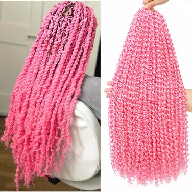Passion Twist Hair 18Inch 1 Packs Water Wave Crochet Hair for Black Women (18 Inch (Pack of 1), Pink) &hellip;