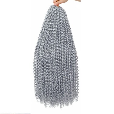 Passion Twist Hair 18 Inch Water Wave Crochet Hair 6 Packs Passion Twists Braiding Hair Long Bohemian Braids Hair Synthetic Extensions (18Inch, 6Packs Grey) &hellip;