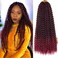 Leeven 18 Inch Passion Twist Crochet Hair 7 Packs Ombre Burgundy Water Wave Crochet Braids Hair For Butterfly Locs Synthetic Long Bohemian Passion Twists Braid Crochet Hair Extension TBUG#