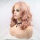 xiweiya Rose Gold Pink Lace Front Wigs Short Curly Synthetic Wigs Heat Resistant Cosplay Hair Halloween Party Wigs Drag Wig Soft Replacement Full Wigs 14 Inches