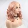 xiweiya Rose Gold Pink Lace Front Wigs Short Curly Synthetic Wigs Heat Resistant Cosplay Hair Halloween Party Wigs Drag Wig Soft Replacement Full Wigs 14 Inches