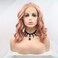 xiweiya Rose Gold Pink Lace Front Wigs Short Curly Synthetic Wigs Heat Resistant Cosplay Hair Halloween Party Wigs Drag Wig Soft Replacement Full Wigs 14 Inches