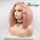 xiweiya Short Peach Curly Wig Synthetic Pink Lace Front Wig Rose Red Lace Front Wig Loose wavy red wig Heat Resistant Fiber Hair 180% Density Wig for Women 14inch