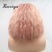 xiweiya Short Peach Curly Wig Synthetic Pink Lace Front Wig Rose Red Lace Front Wig Loose wavy red wig Heat Resistant Fiber Hair 180% Density Wig for Women 14inch