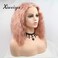 xiweiya Short Peach Curly Wig Synthetic Pink Lace Front Wig Rose Red Lace Front Wig Loose wavy red wig Heat Resistant Fiber Hair 180% Density Wig for Women 14inch