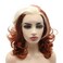 Peakia Shoulder Length Wavy Blonde Burgundy Half Hand Tied Lace Front Wig Synthetic Pink 1 Count