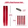 Winsky Red Hair Extensions Clip in Human Hair - 100% Straight Party Highlights Clip on Colored Hair Extensions 5 Pieces/Set (18inch,Red)