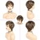 TISHINING Pixie Cut Brown Short Hair Wigs for White Women with Bangs Brown Mixed Blonde Highlights Layered Natural Looking Synthetic Hair Replacement Wigs for Daily Party Use