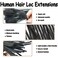 Permanent Loc Extensions Human Hair 8inch 30 Strands 0.6cm Real Human Hair Dreadlock Extensions for Men Women Kids Natural Black Dread Extensions Human Hair