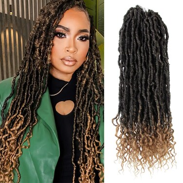 BOHOBABE Faux Locs Crochet Hair 18 Inch, Boho Soft Crochet Locs with Curly Ends, Long Bohemian Goddess Locs Crochet Braids for Black Women (6 Packs, T27)