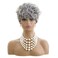 MOONSHOW Grey Pixie Cut Wig Short Grey Wigs for Black Women Pixie Cut Wig Short Pixie Gray Wigs for Blcak Women Synthetic Pixie Wig Natural Wavy Short Curly Gray Pixie Cut Wigs for Old Women(Grey)