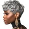 MOONSHOW Grey Pixie Cut Wig Short Grey Wigs for Black Women Pixie Cut Wig Short Pixie Gray Wigs for Blcak Women Synthetic Pixie Wig Natural Wavy Short Curly Gray Pixie Cut Wigs for Old Women(Grey)