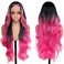 Pink Highlight Wig Lace Front Wigs Synthetic Body Wave Wig Wear and Go 13x4x1 T-part Lace Middle Part Synthetic Wigs 28 Inch Pre-Plucked HD Glueless Lace Front Wig for Women