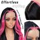 Pink Highlight Wig Lace Front Wigs Synthetic Body Wave Wig Wear and Go 13x4x1 T-part Lace Middle Part Synthetic Wigs 28 Inch Pre-Plucked HD Glueless Lace Front Wig for Women