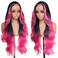 Pink Highlight Wig Lace Front Wigs Synthetic Body Wave Wig Wear and Go 13x4x1 T-part Lace Middle Part Synthetic Wigs 28 Inch Pre-Plucked HD Glueless Lace Front Wig for Women