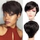 Pixie Cut Wig with Bangs Human Hair Short Wigs for Women Short Pixie Cut Wigs Black Brazilian Virgin Hair Layered Wavy wigs Party Daily Use (Natural Black)