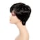 Pixie Cut Wig with Bangs Human Hair Short Wigs for Women Short Pixie Cut Wigs Black Brazilian Virgin Hair Layered Wavy wigs Party Daily Use (Natural Black)