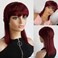 Fashion 99j Burgundy Mullet Pixie Cut Wigs Human Hair Straight Pixie Straight Pixie Human Hair Wigs With Bangs Red Colored Mullet Wig Human Hair For Black Full Machine Made Brazilian Remy Hair Wig