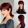 Fashion 99j Burgundy Mullet Pixie Cut Wigs Human Hair Straight Pixie Straight Pixie Human Hair Wigs With Bangs Red Colored Mullet Wig Human Hair For Black Full Machine Made Brazilian Remy Hair Wig