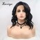 Xiweiya Short Black Curly Wave Mix Color Wig Side Part Synthetic Lace Front Wigs Short Black Soft Wig Hair Replacement Wig for Women, Drag Queen Makeup 14 inch