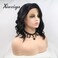 Xiweiya Short Black Curly Wave Mix Color Wig Side Part Synthetic Lace Front Wigs Short Black Soft Wig Hair Replacement Wig for Women, Drag Queen Makeup 14 inch