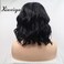 Xiweiya Short Black Curly Wave Mix Color Wig Side Part Synthetic Lace Front Wigs Short Black Soft Wig Hair Replacement Wig for Women, Drag Queen Makeup 14 inch