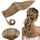 RUNATURE Human Hair Ponytail Extension Blonde Ponytail Hair Extension Ponytail Dark Blonde Highlight Caramel Blonde Short Ponytail Human Hair Extensions Straight Pony Tails Hair Extension 12 Inch 70g