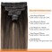 Straight Clip In Hair Extensions Real Human Hair 8Pcs Clip In Balayage Dark Brown to Chestnut Brown Human Hair Extensions with 18Clips Lace Weft 120g 20inch