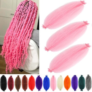24 Inch Pre-Separated Springy Afro Twist Hair 3 Packs Afro Twist Hair Crochet Braiding Hair for Black Women (24 Inch (Pack of 3), Pink) &hellip;