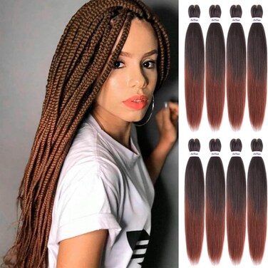 Liang Dian Braiding Hair Pre Stretched Ombre 30 Inch 8 Packs Synthetic Crochet Braids Hot Water Setting Professional Soft Yaki Texture Synthetic Hair Extensions(1B/350)
