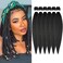 Braiding Hair Pre stretched 16 Inch Braiding Hair Extensions Hot Water Setting Synthetic Hair Pre Stretched Crochet Braids Hair Yaki Texture(16 Inch,6 Packs,1B#）