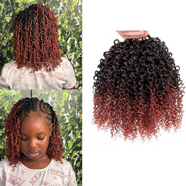XGY 8 Inch Yanky Twists Crochet Braids 8 Pcs Ombre Ginger Short Bob Spring Twists Hair Senegalese Twist Crochet Hair Passion Twist Crochet Hair Marlybob Crochet Braid Hair Extensions (1B/350#)