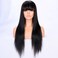premier Light Yaki Straight Long Human Hair 360 Lace Wigs with Bangs Pre Plucked Human Hair Wig with Bangs, Brazilian Remy Human Hair Wigs for Black Women 150% Density 360 Lace Wigs 24 Inches Wig
