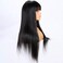 premier Light Yaki Straight Long Human Hair 360 Lace Wigs with Bangs Pre Plucked Human Hair Wig with Bangs, Brazilian Remy Human Hair Wigs for Black Women 150% Density 360 Lace Wigs 24 Inches Wig