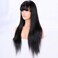 premier Light Yaki Straight Long Human Hair 360 Lace Wigs with Bangs Pre Plucked Human Hair Wig with Bangs, Brazilian Remy Human Hair Wigs for Black Women 150% Density 360 Lace Wigs 24 Inches Wig