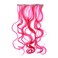 SWACC 7 Pcs Full Head Party Highlights Clip on in Hair Extensions Colored Hair Streak Synthetic Hairpieces (20-Inch Curly, Hot Pink)