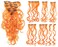 SWACC 7 Pcs Full Head Party Highlights Clip on in Hair Extensions Colored Hair Streak Synthetic Hairpieces (20-Inch Curly, Orange)