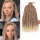 Leeven Ombre Blonde 12 Inch Pretwisted Passion Twist Hair 8 Packs Pre Looped Short Passion Twist Curly Ends Synthetic Bohemian Braids Crochet Hair Extensions for Black Women(12Strands/Pack #T27/613)