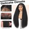 WIGNEE Full Lace Kinky Straight Wig 30 Inch Synthetic Yaki Straight Wig 180% Density Pre-Plucked Kinky Wig with Baby Hair Yaki Wigs For Black Women Daily Use