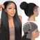 WIGNEE Full Lace Kinky Straight Wig 30 Inch Synthetic Yaki Straight Wig 180% Density Pre-Plucked Kinky Wig with Baby Hair Yaki Wigs For Black Women Daily Use