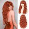 X-TRESS Ginger Wigs with Bangs 22Inch Synthetic Natural Curly Bang Orange Wigs for Black Women Synthetic Wavy Heat Resistant Fiber Hair Wigs for Daily Party Copper Wig（Ginger）